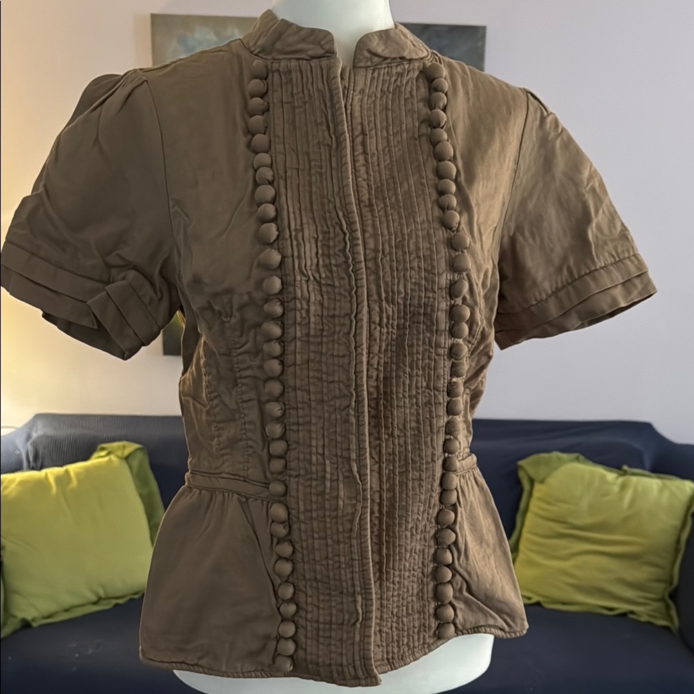 GAP Brown Short-Sleeve Structured Top - S